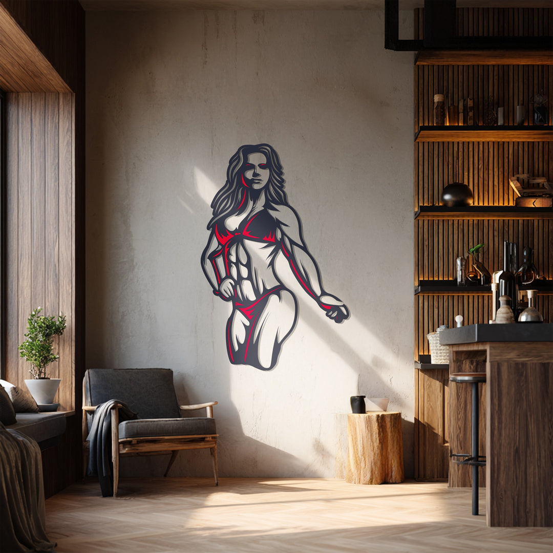 Fitness Woman Metal Wall Art – Powerful Modern Gym-Inspired Home Decor