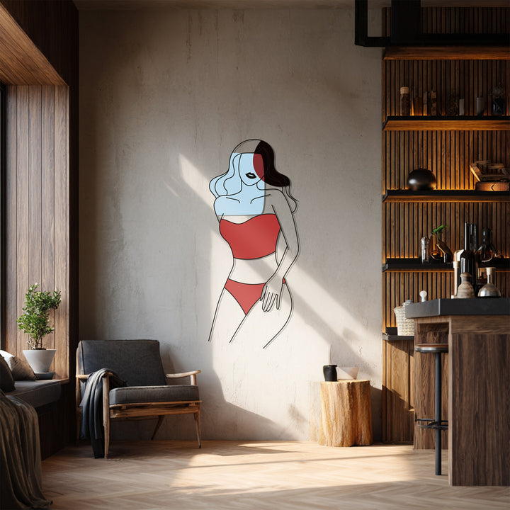 Contemporary woman silhouette metal artwork for bedrooms