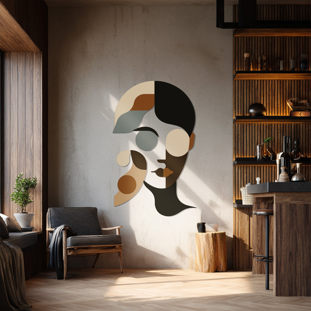 Modern abstract woman wall sculpture — luxury minimalist metal décor piece