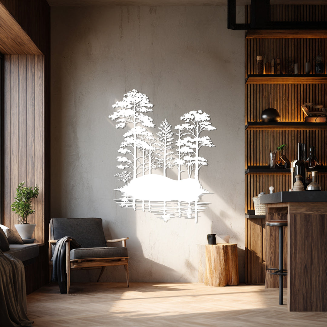 Tranquil Forest Reflection – Nature Landscape Metal Wall Art