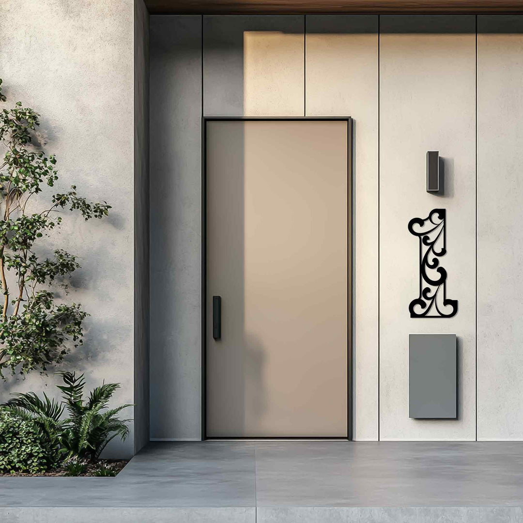 Decorative vertical metal address numbers design