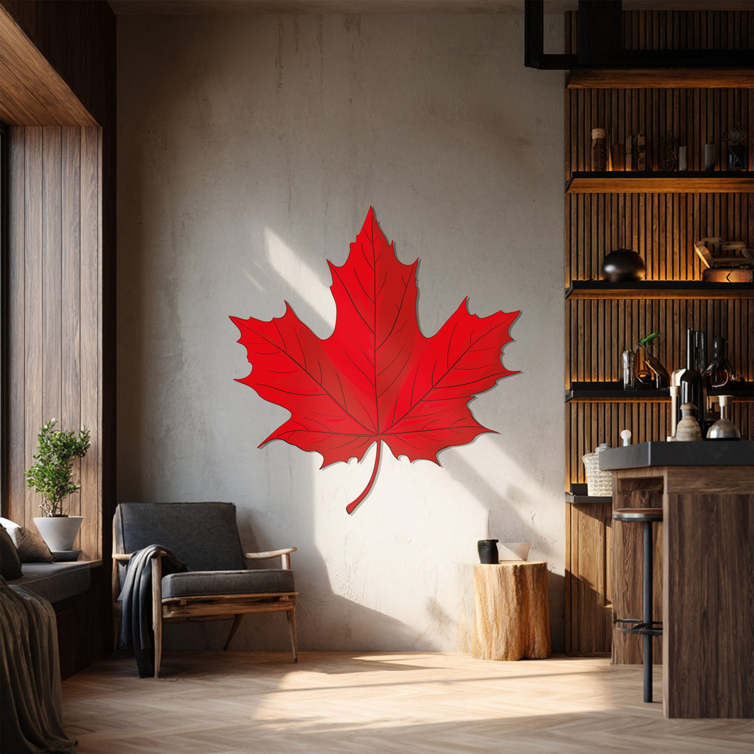 Red Maple Leaf Metal Wall Art – Canadian Nature Inspired Wall Decor