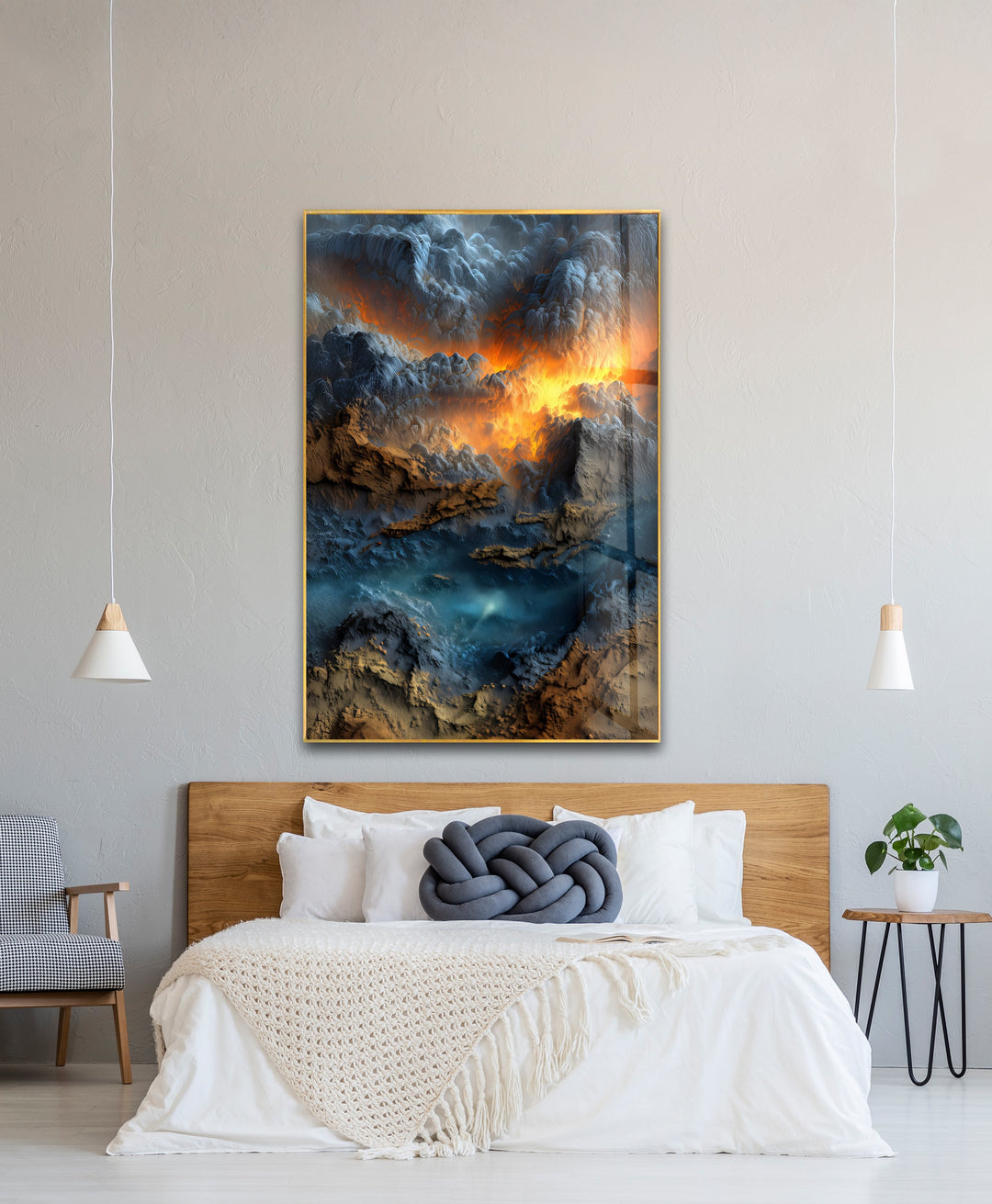Inferno Skies – Volcanic Sunset Abstract Glass Wall Art