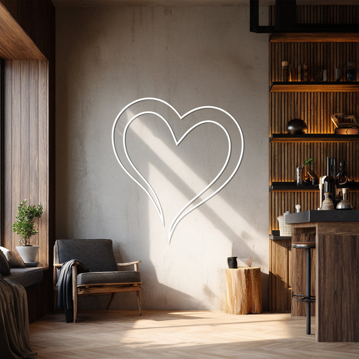 Elegant heart outline metal wall art