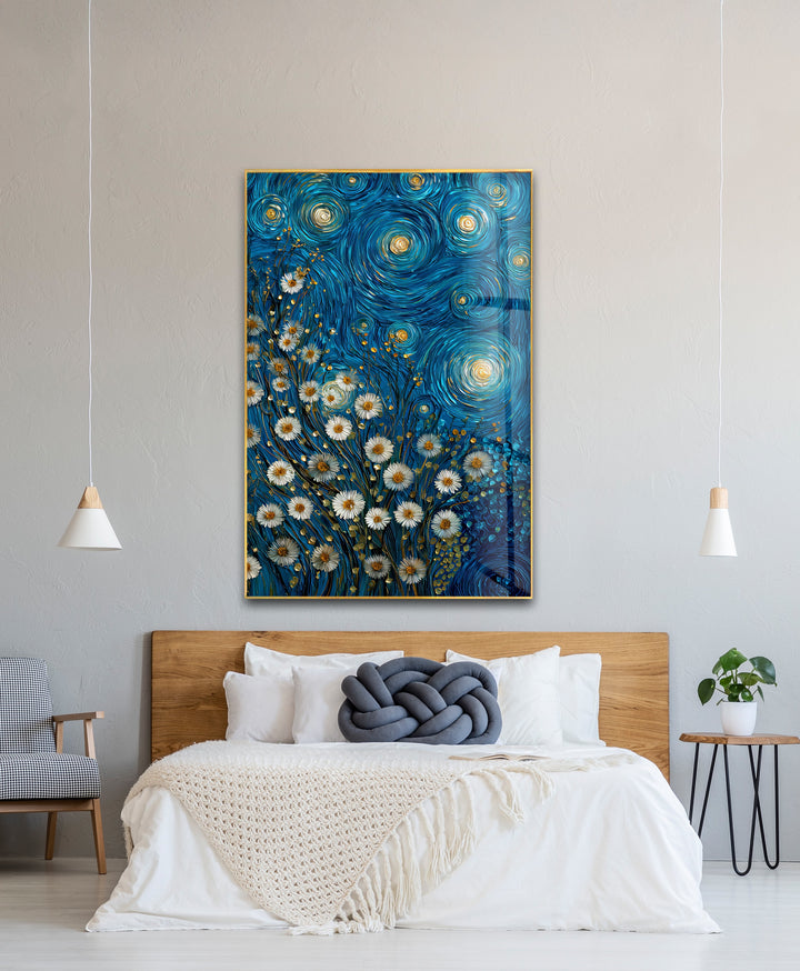 Starry Blossoms – Glass Wall Art