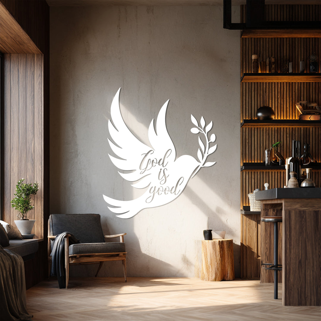 God Is Good Dove Metal Wall Art – Faith-Inspired Home Decor