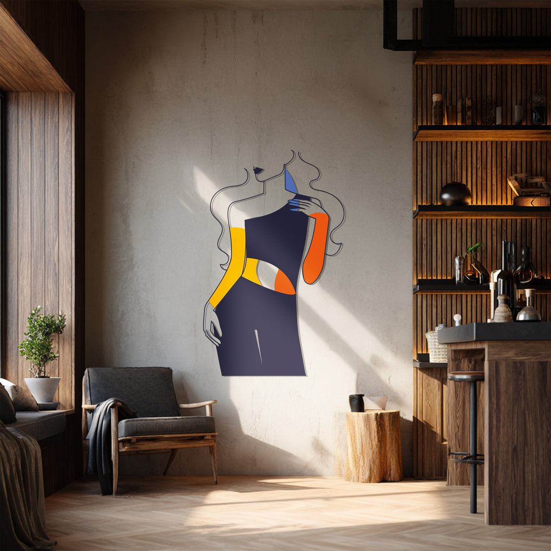 Abstract Fashion Woman Metal Wall Art – Modern Minimal Decor