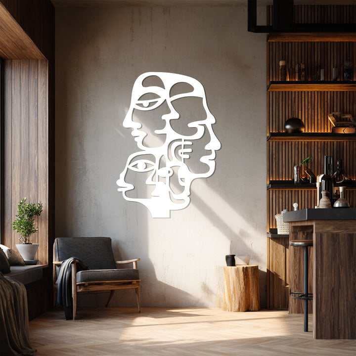 Modern art face design metal wall piece