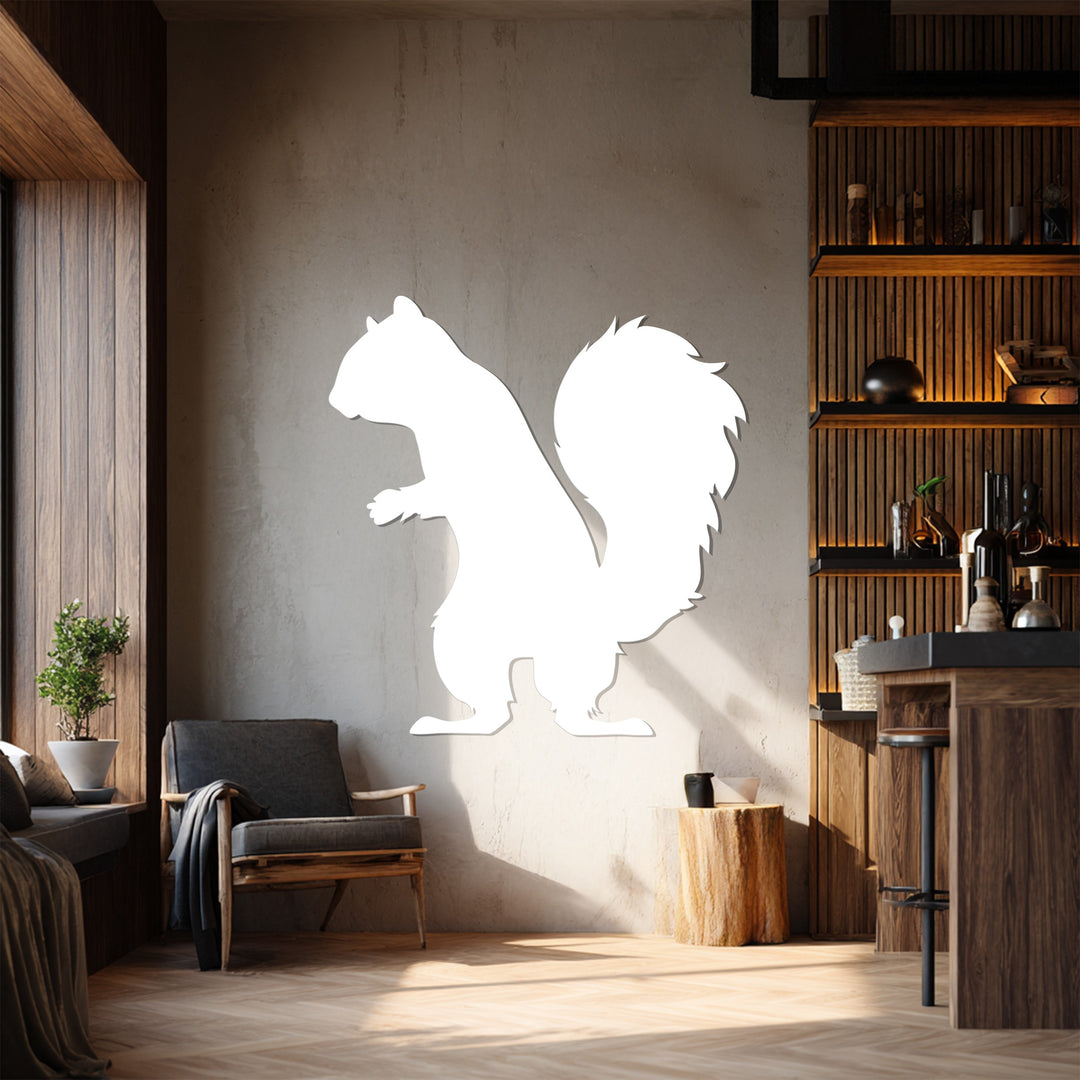 Squirrel Metal Wall Art – Woodland Animal Silhouette Décor