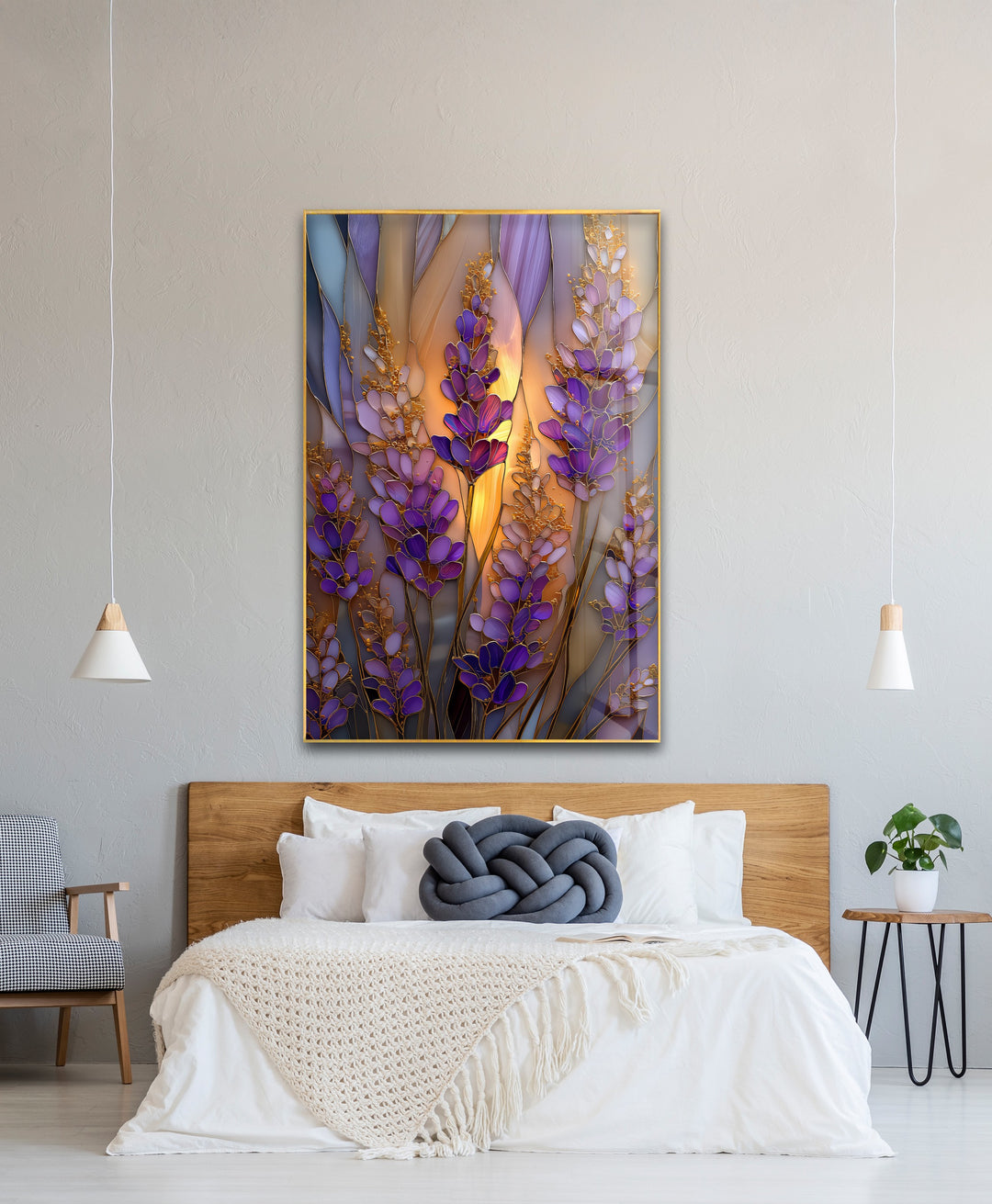 Lavender Glow – Stained Glass Floral Glass Wall Art