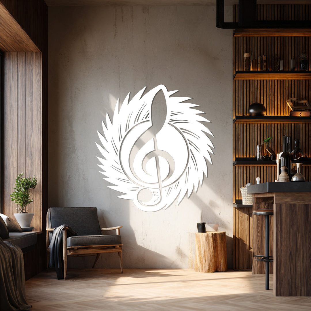 Treble Clef Wing Metal Wall Art – Music Inspired Decor