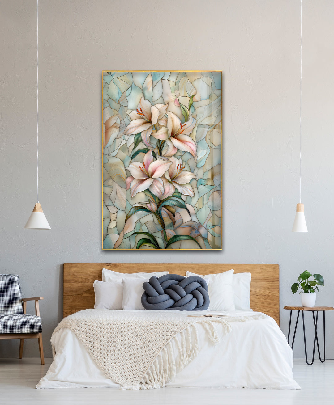 Blush Petals Harmony – Stained Floral Glass Wall Art