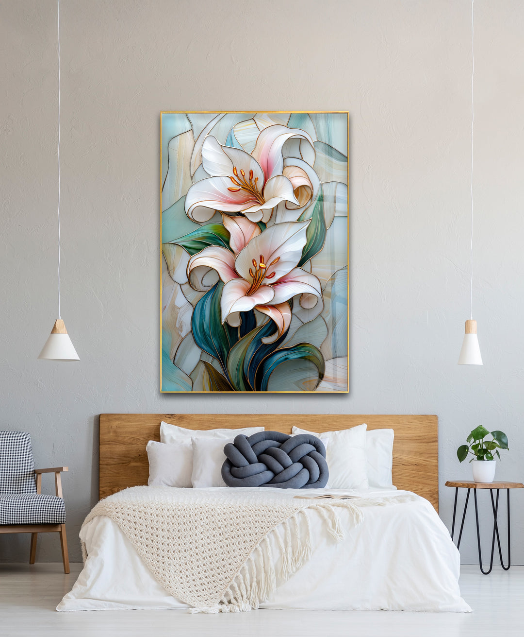 Opaline Grace – Elegant Floral Glass Wall Art