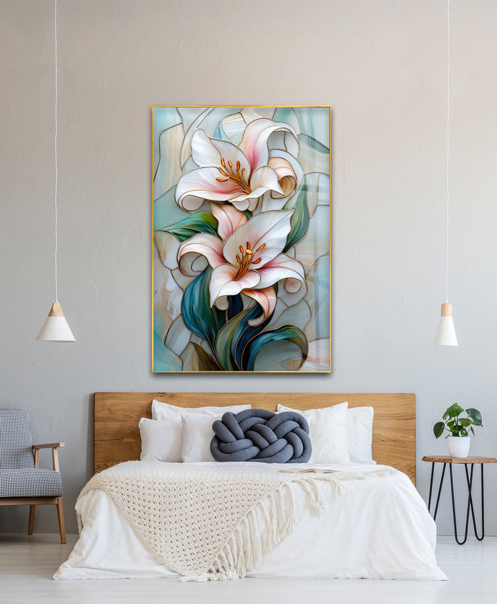 Opaline Grace – Elegant Floral Glass Wall Art