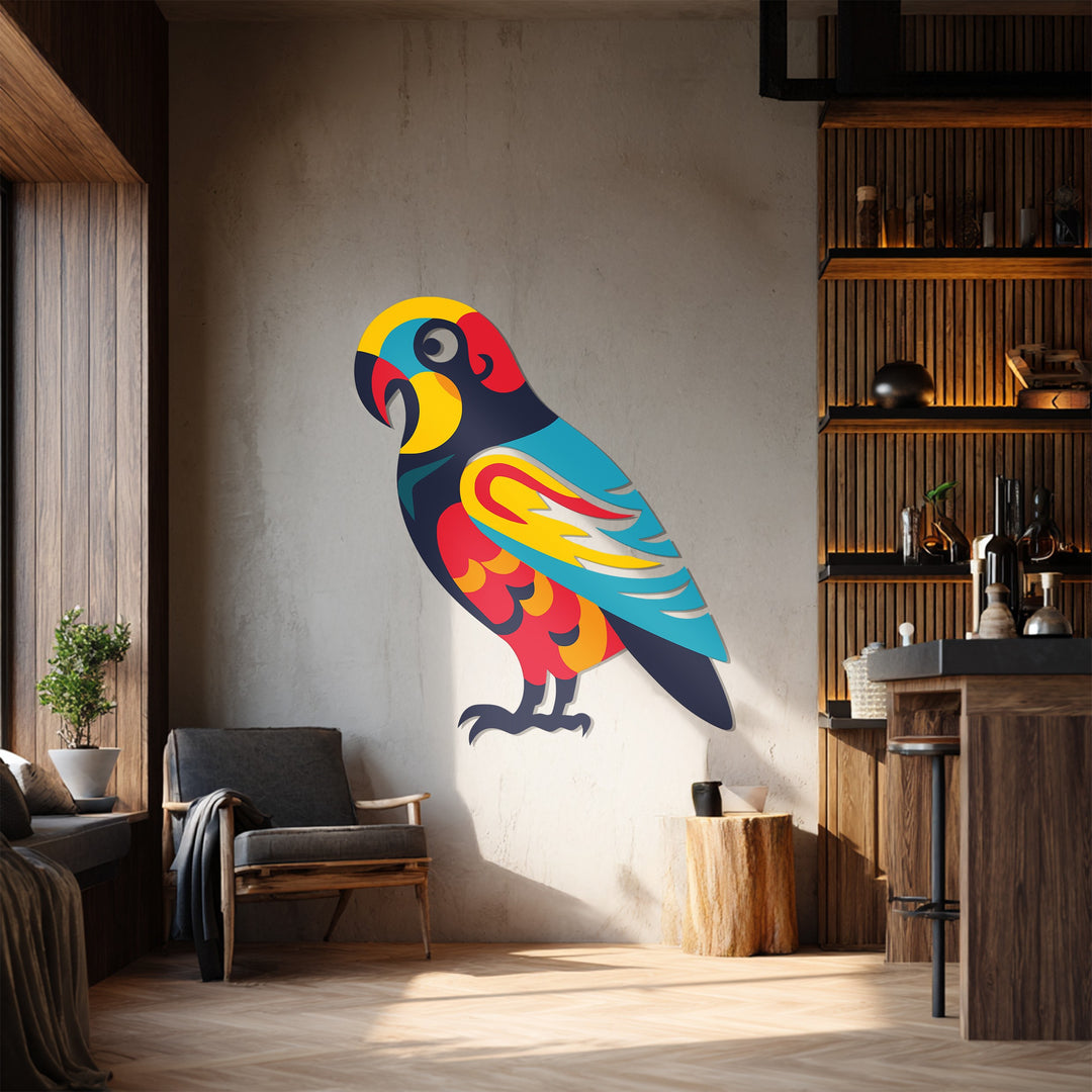 Vibrant Parrot Metal Wall Art – Colorful Tropical Bird Home Decor