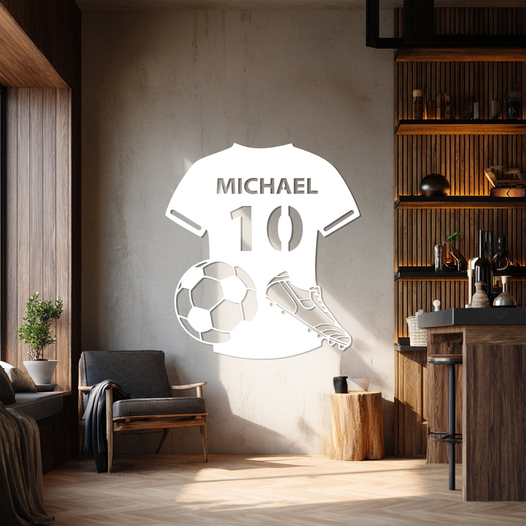 Custom Soccer Jersey Metal Wall Art – Personalized Football Decor