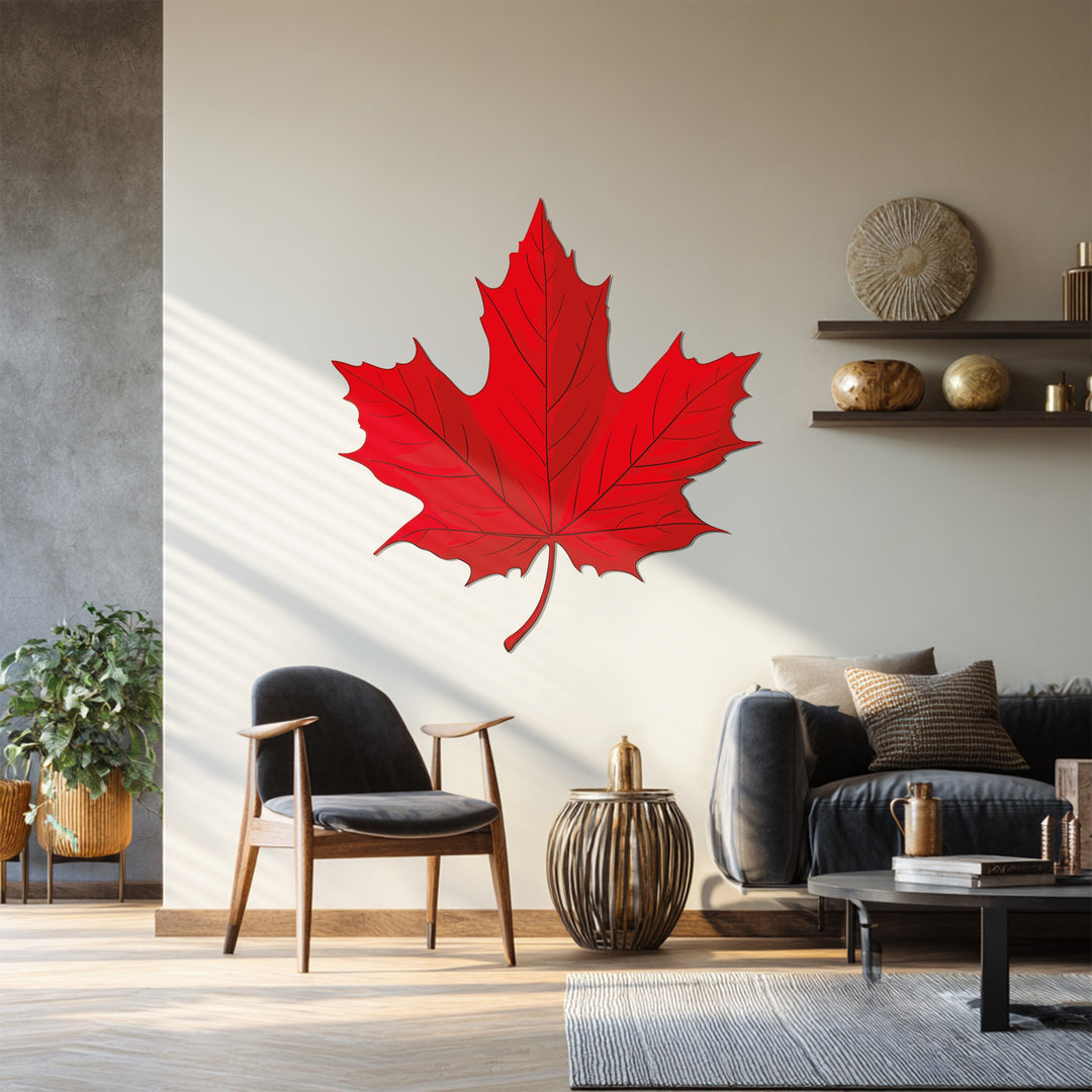 Red Maple Leaf Metal Wall Art – Canadian Nature Inspired Wall Decor