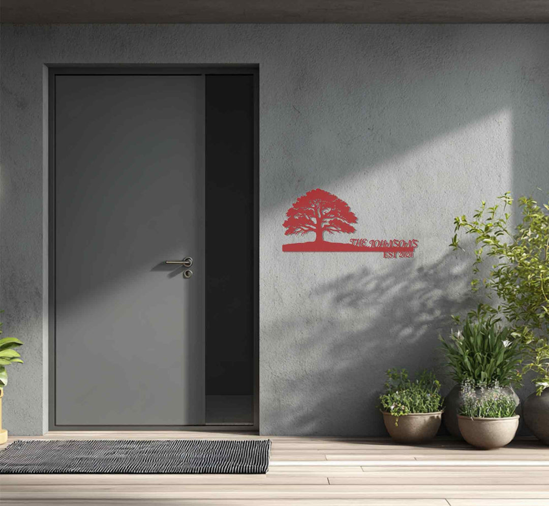 Custom metal surname sign tree of life