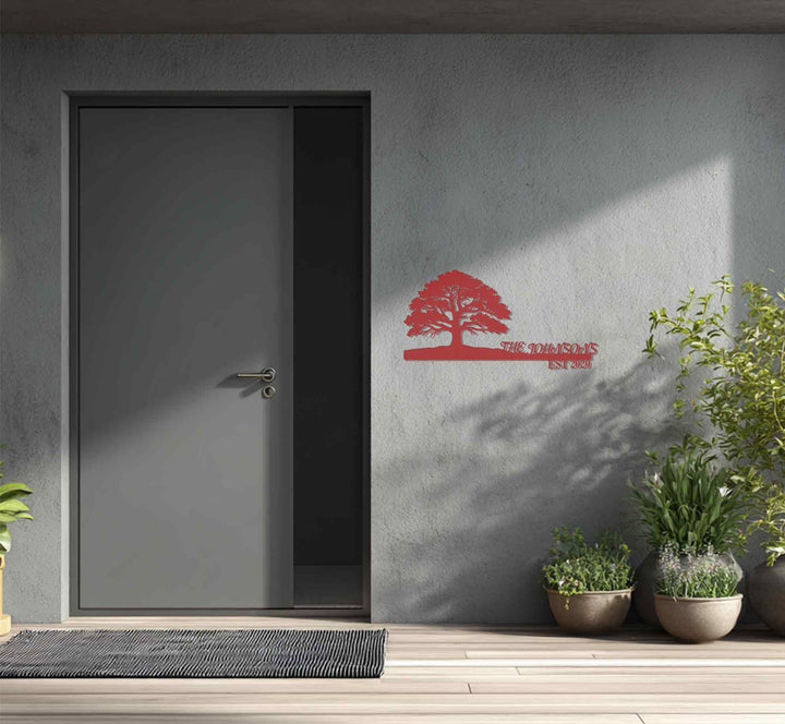 Custom metal surname sign tree of life