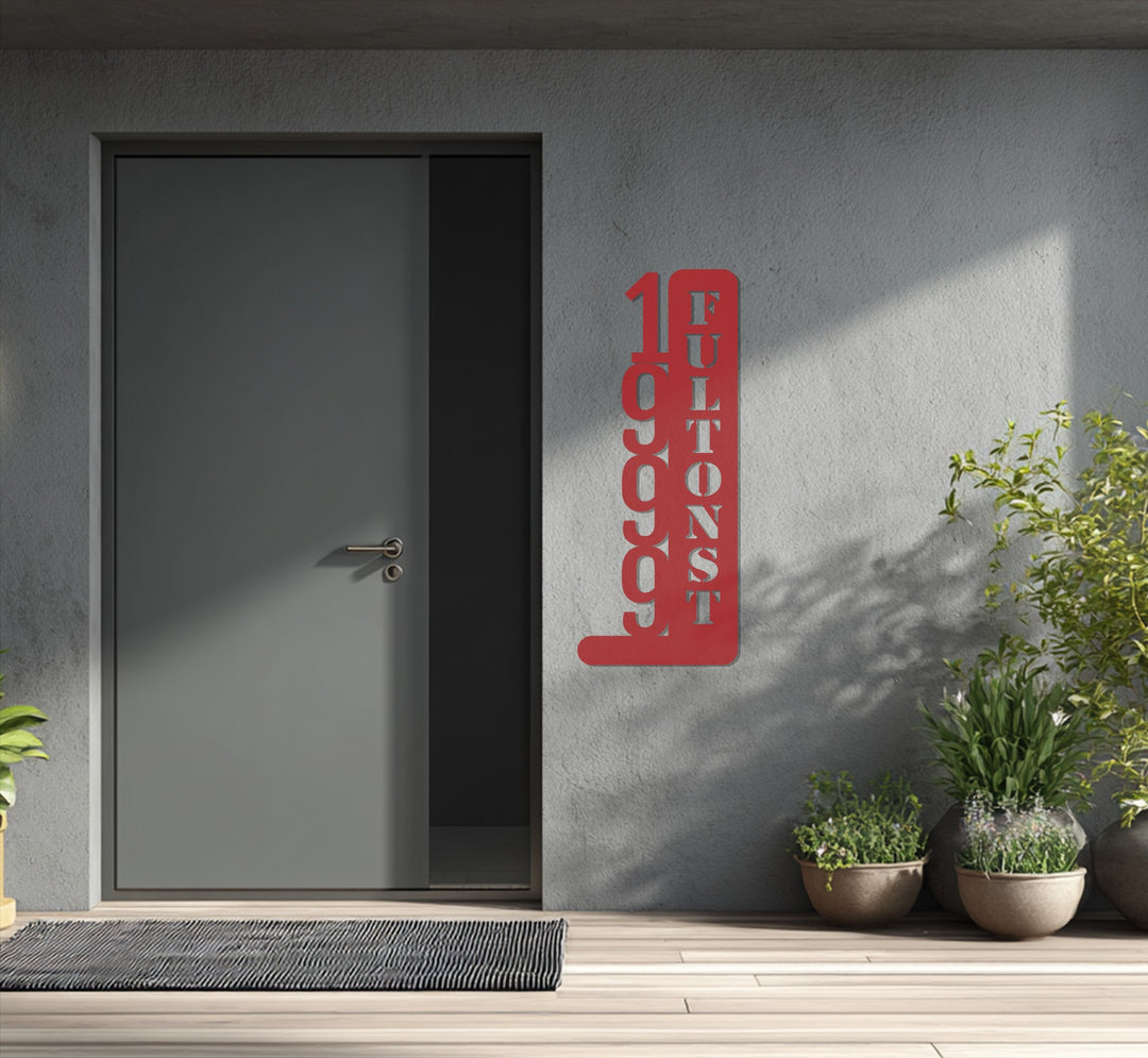 Vertical metal address plaque contemporary design