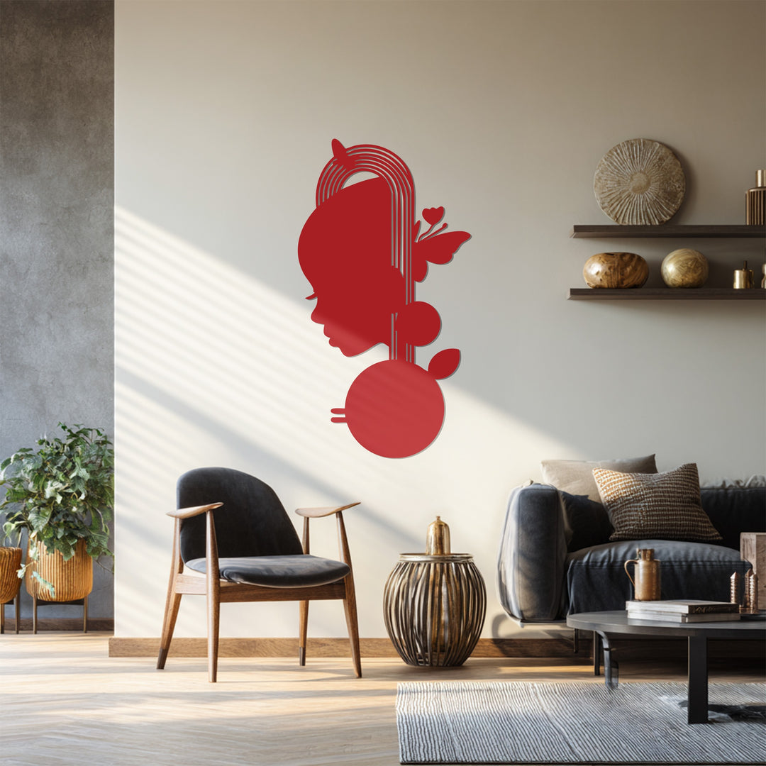 Girl Silhouette Metal Wall Art – Black Butterfly Wall Sculpture