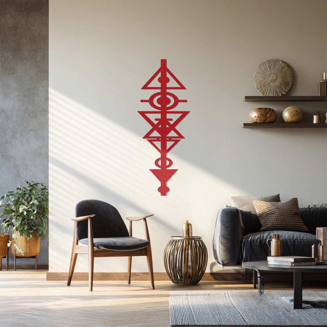 Geometric Tribal Symbol – Modern Abstract Metal Wall Art