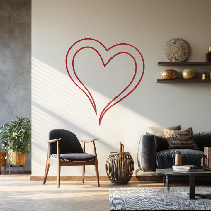 Black metal double heart wall decor