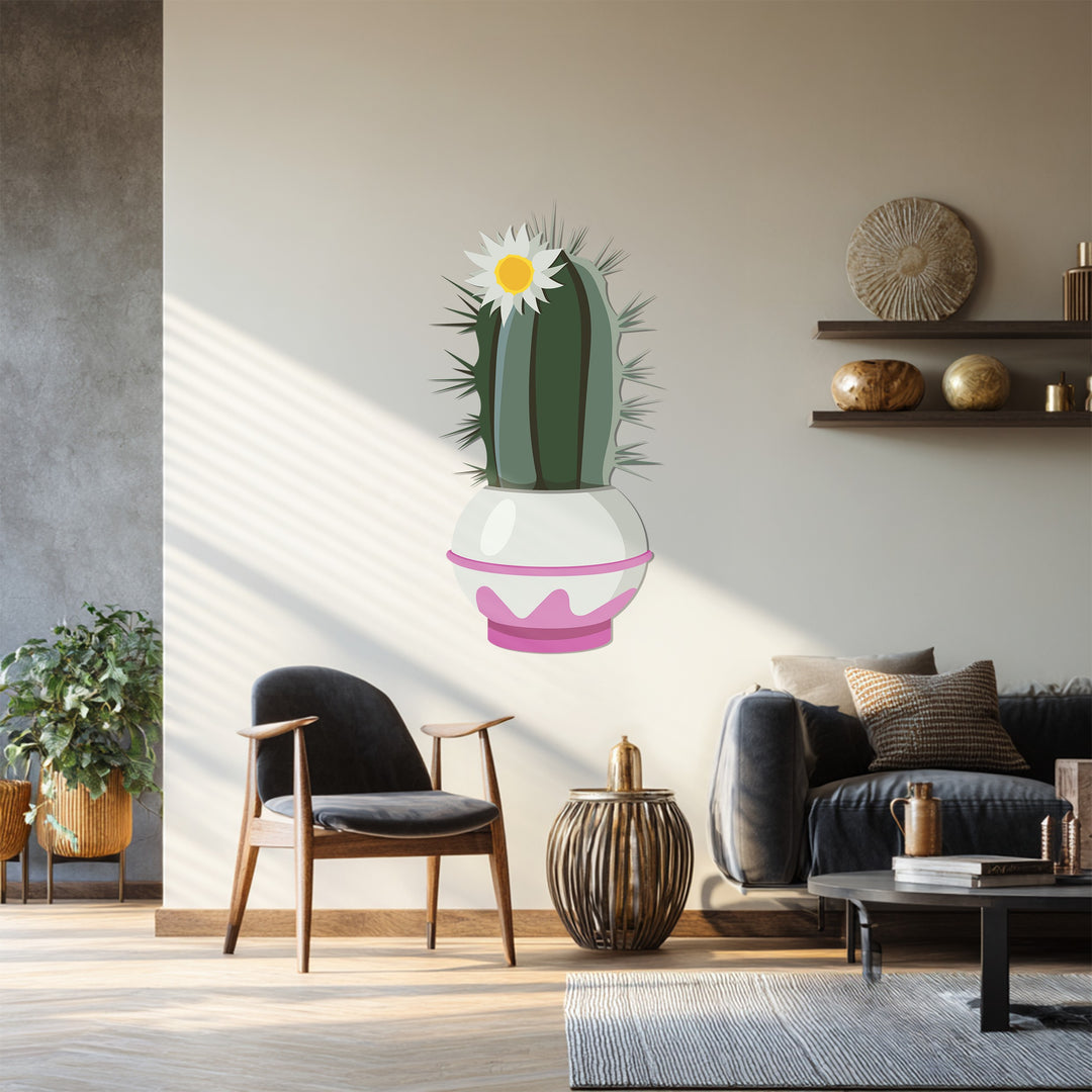 Blossom Crown Cactus Metal Wall Art – Elegant Botanical Wall Decor