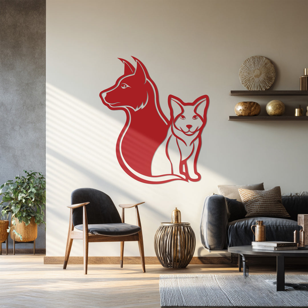 Pet lovers wall décor featuring dog and cat silhouette