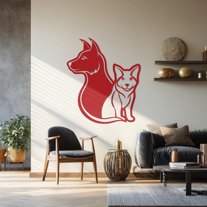 Pet lovers wall décor featuring dog and cat silhouette