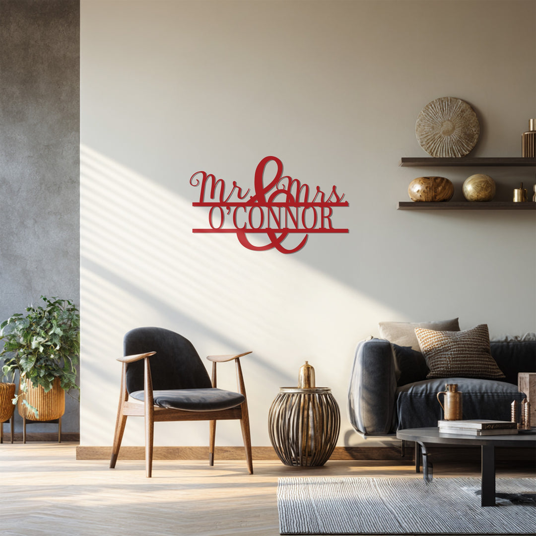 Mr & Mrs Sullivan Metal Wall Sign – Personalized Couple Name Decor