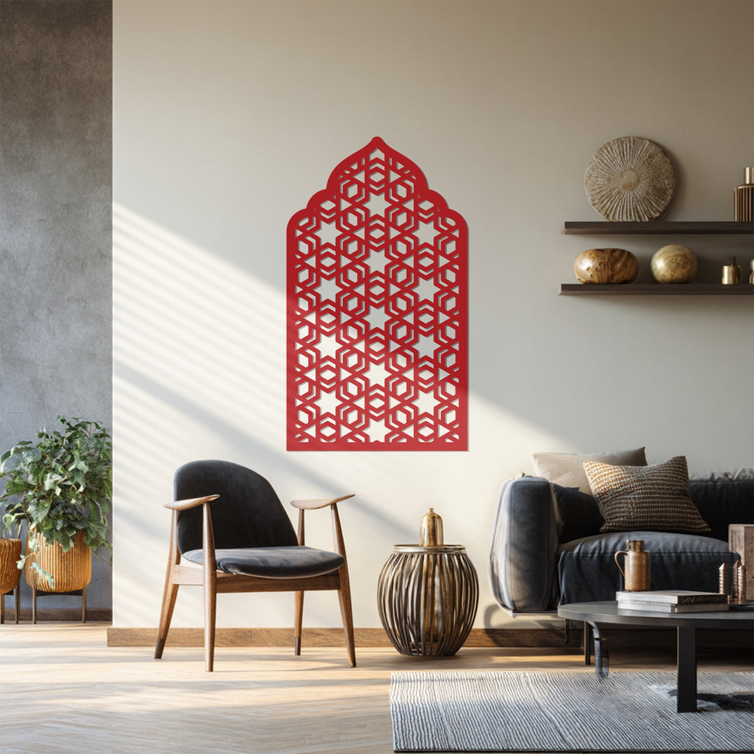 Black metal Islamic star pattern decor