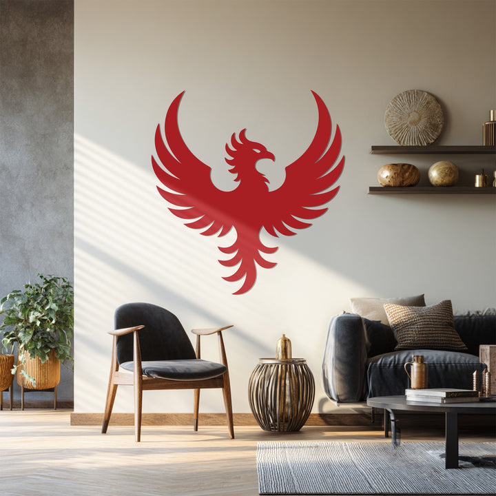 Inspirational phoenix metal wall piece