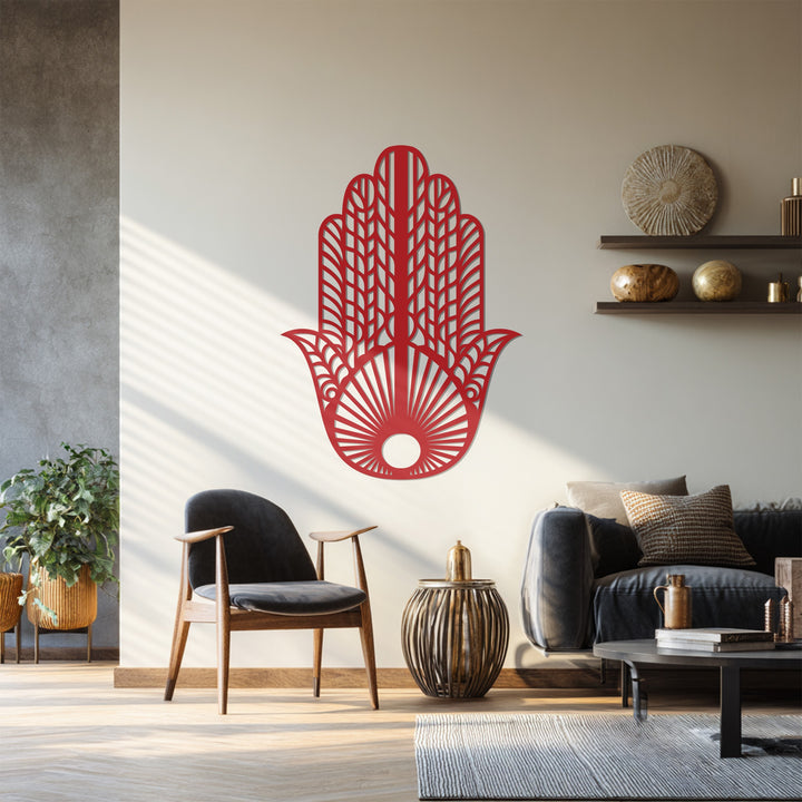 Large Hamsa hand black metal wall decor for interiors