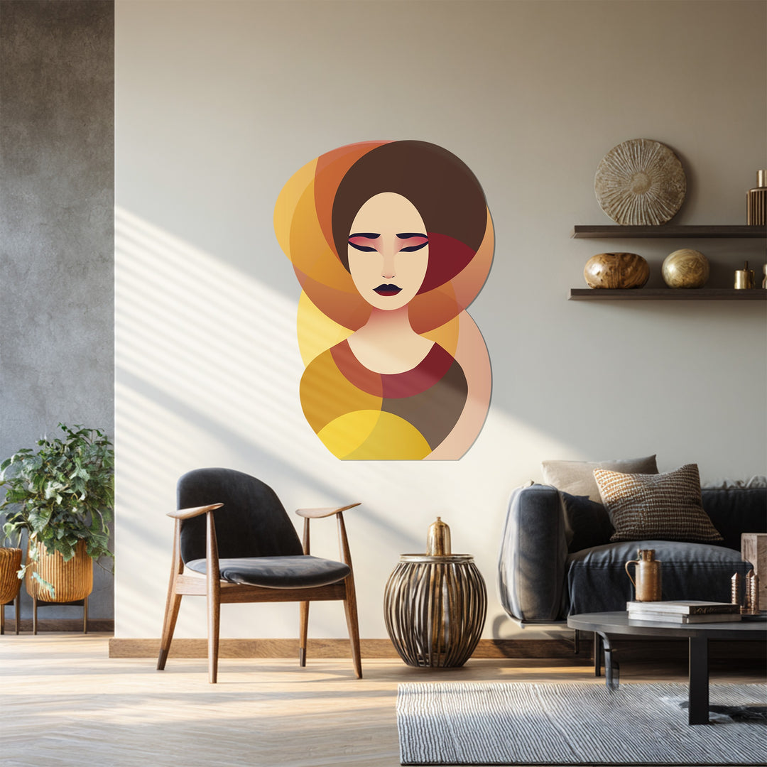 Contemporary abstract metal wall sculpture with soft warm colors