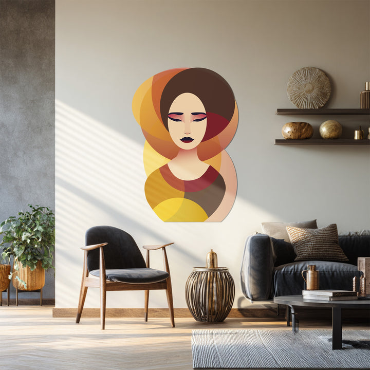 Contemporary abstract metal wall sculpture with soft warm colors