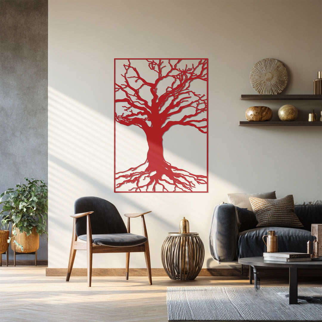 Modern tree design black metal wall art panel for living rooms