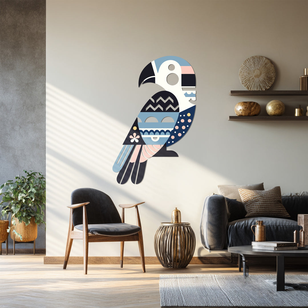 Contemporary parrot artwork for modern home and nursery interiors