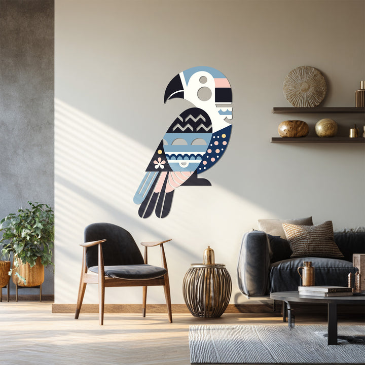 Contemporary parrot artwork for modern home and nursery interiors