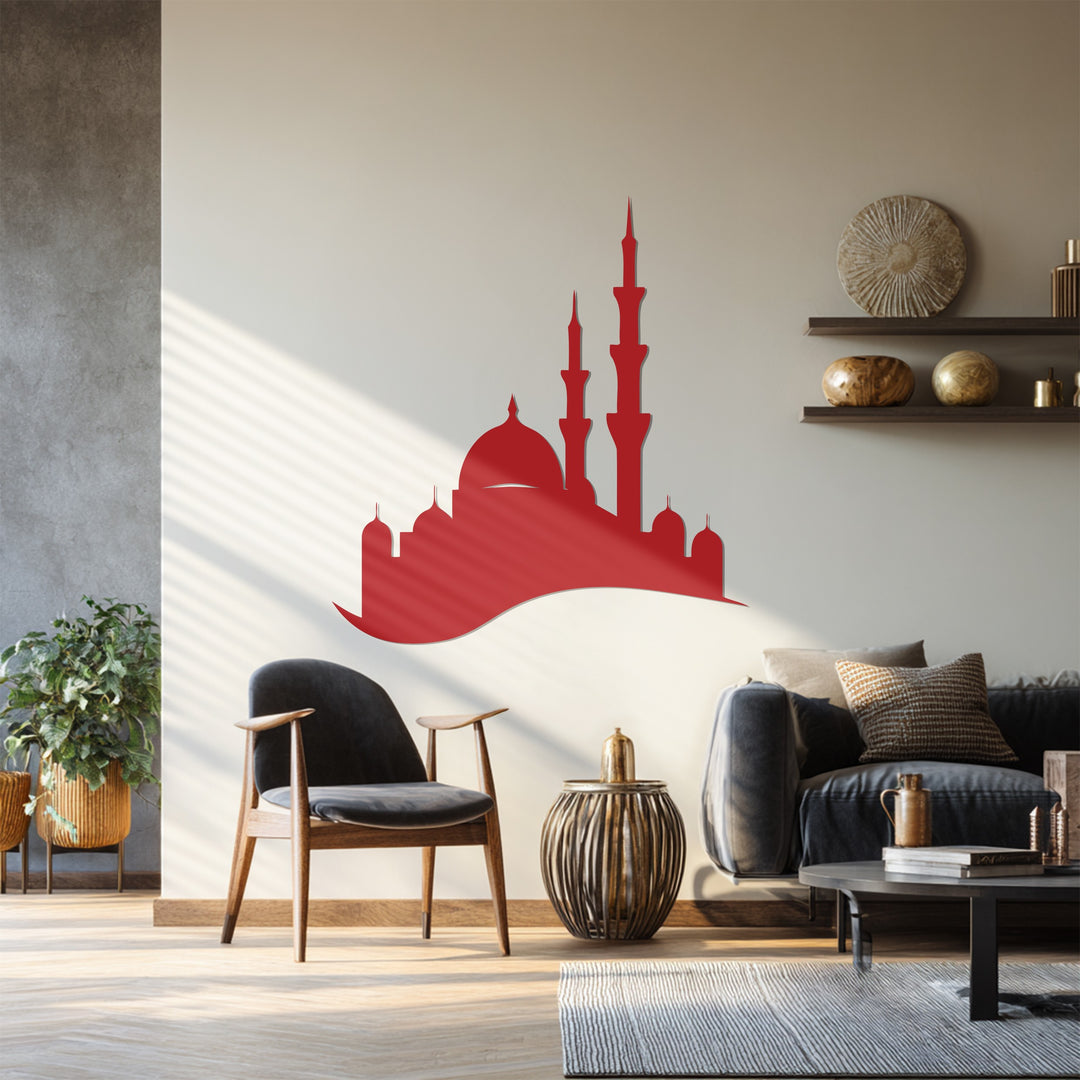 Black mosque metal wall decoration