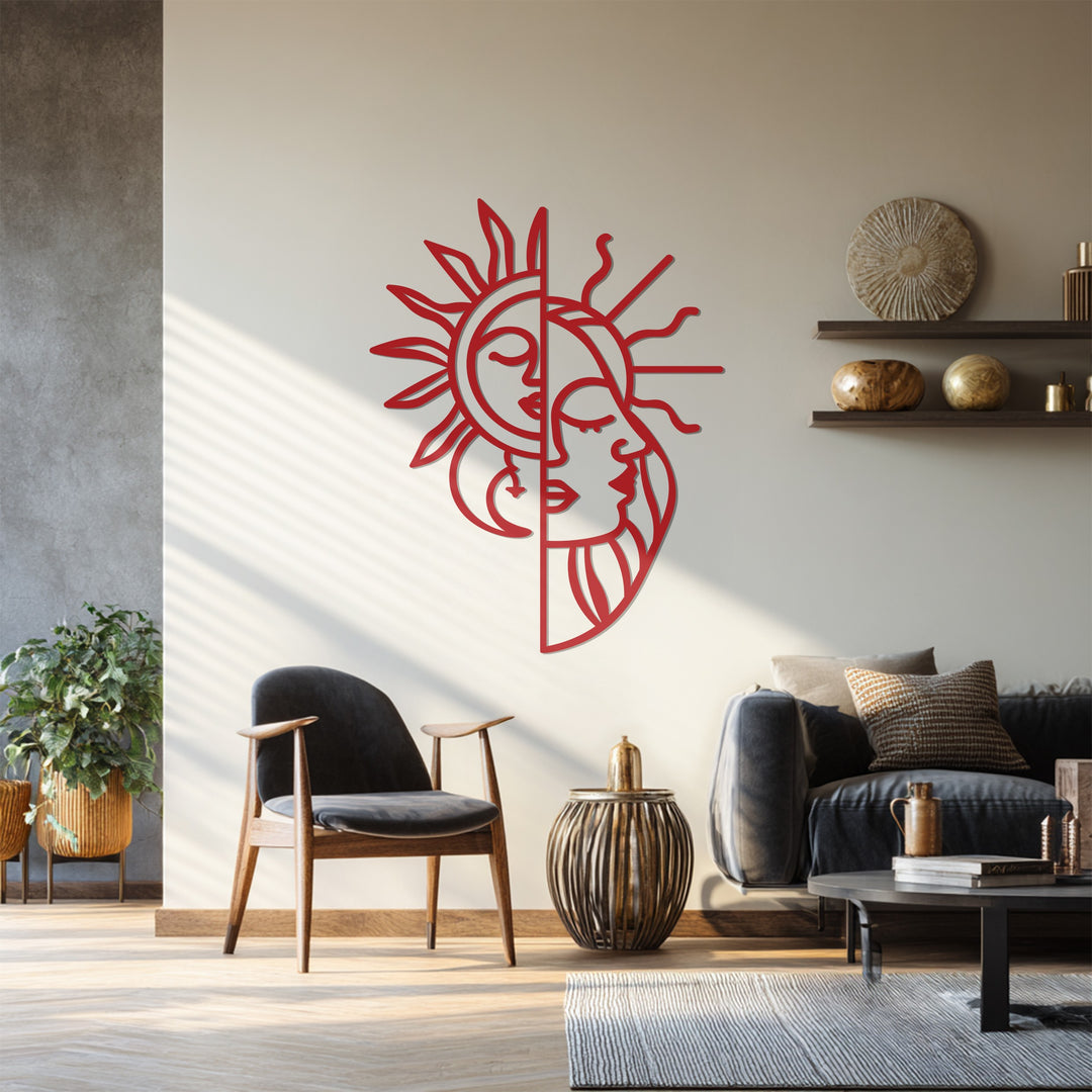 Minimalist cosmic metal wall art for living room