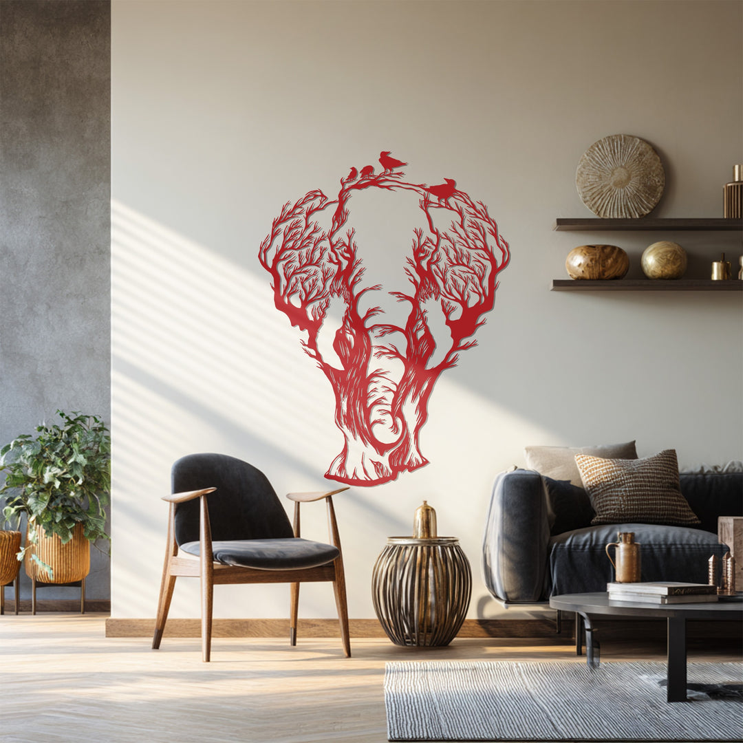 Elephant Tree Metal Wall Art – Wildlife Inspired Design