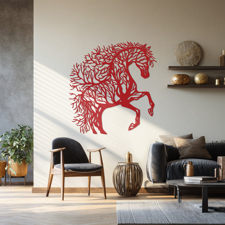 Animal-inspired wall sculpture with natural branches