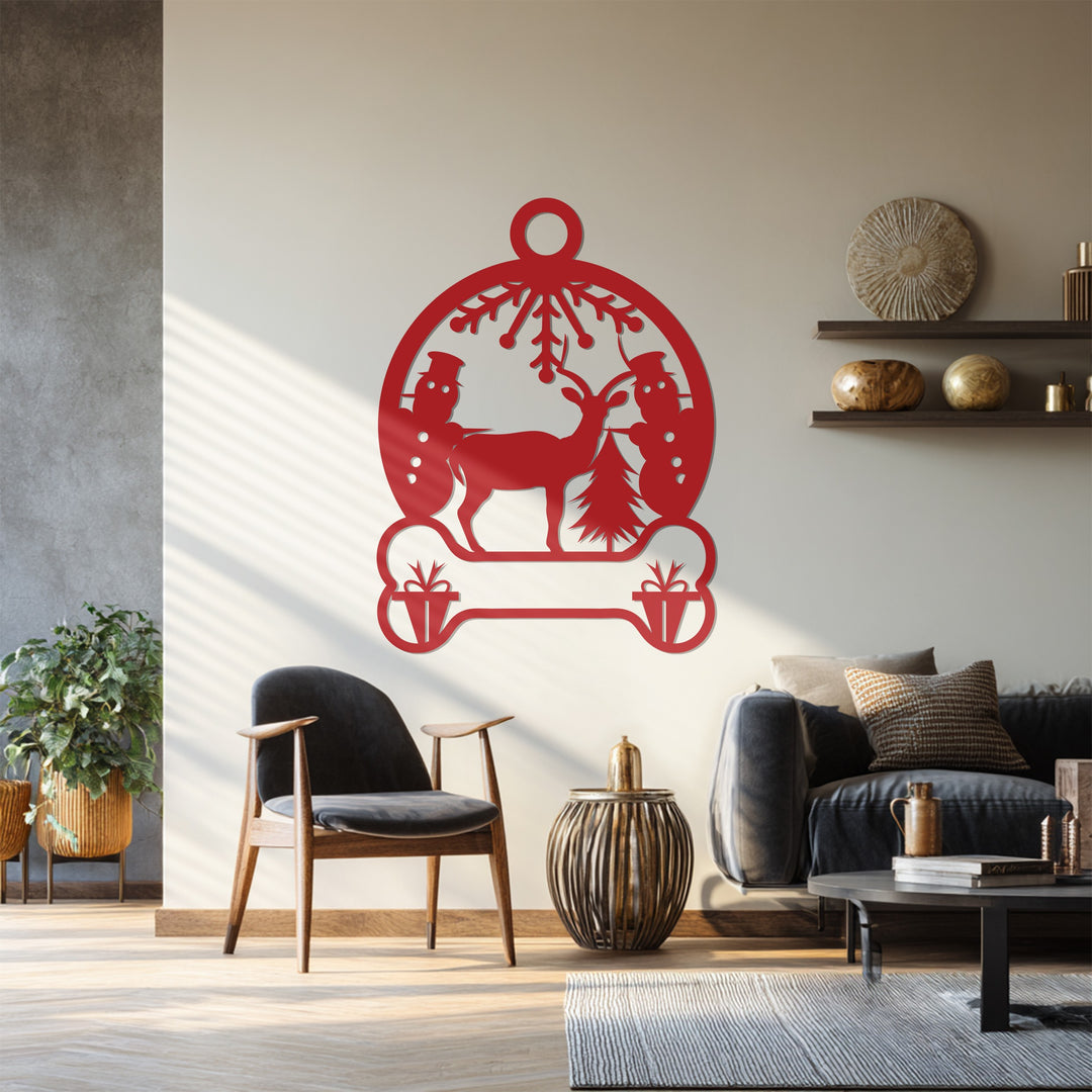 Snowland Serenity – Reindeer & Snowman Metal Wall Art