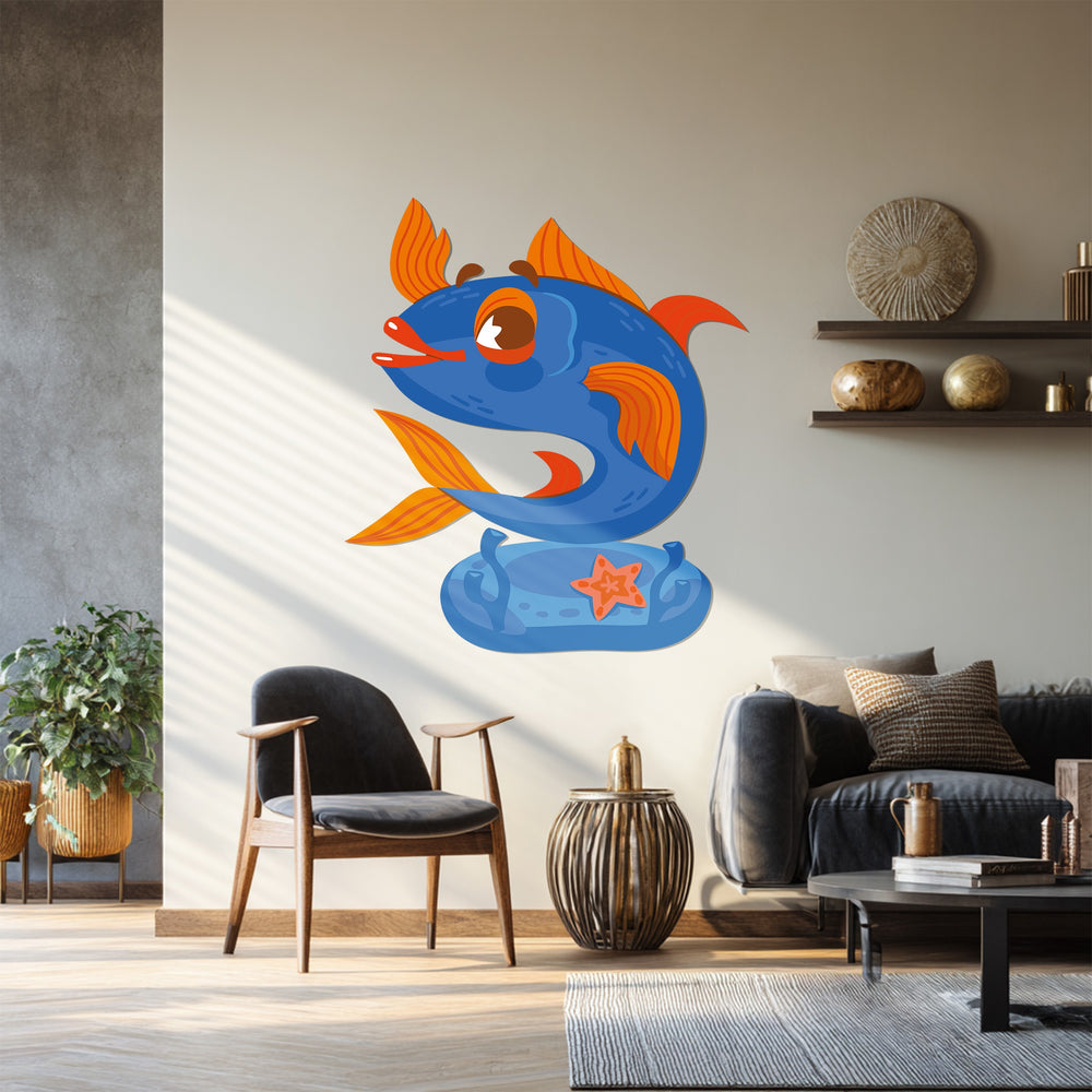 Cheerful ocean-themed metal wall decor with starfish