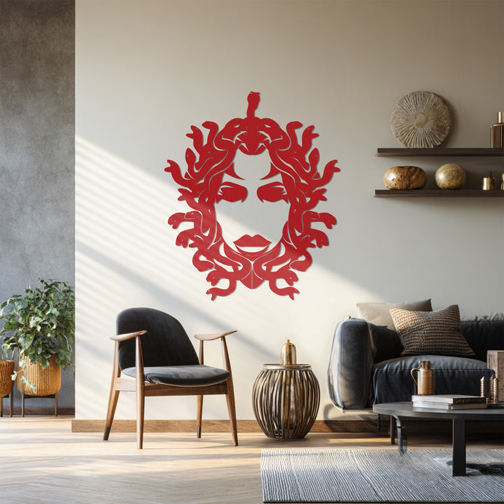 Black metal Medusa face wall décor