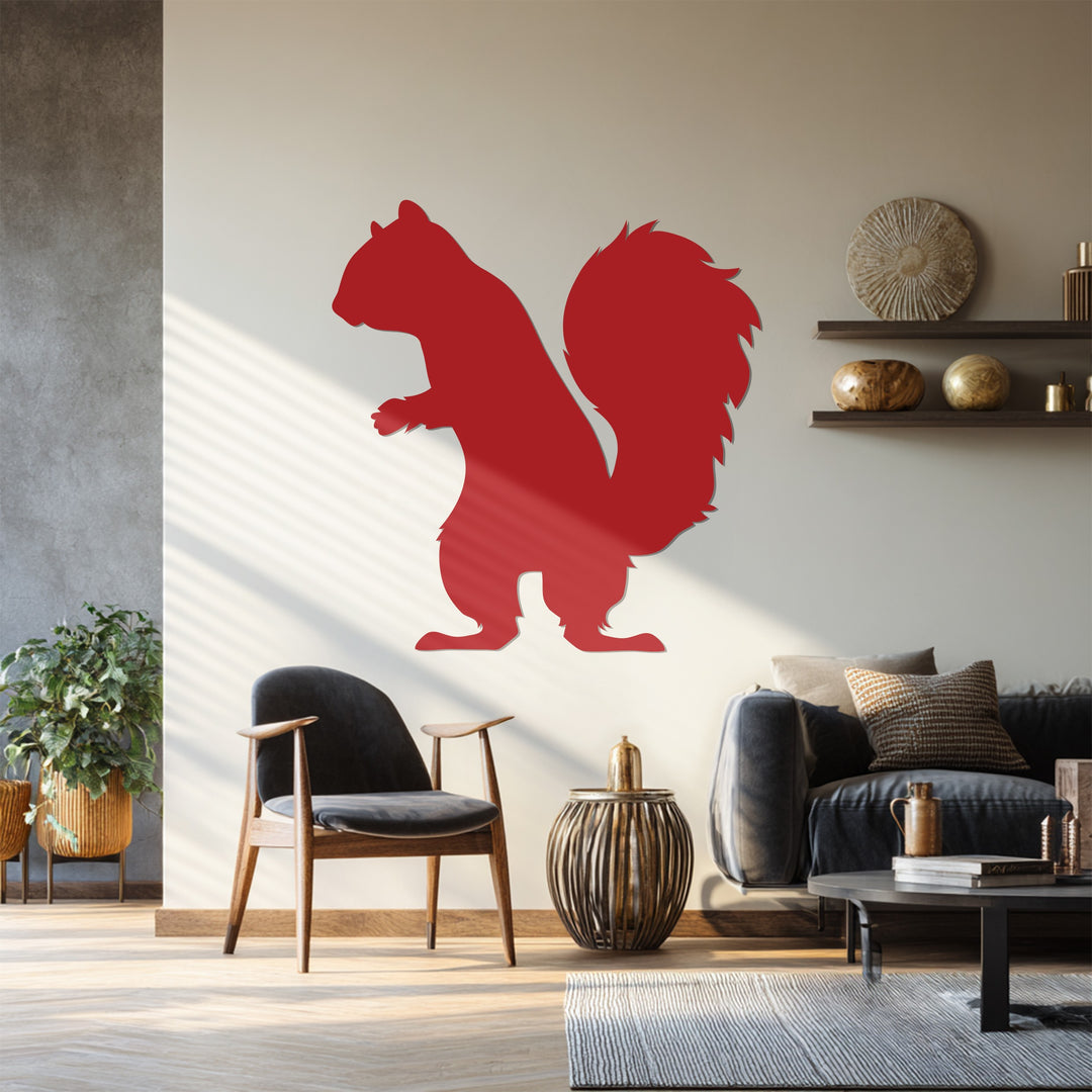 Squirrel Metal Wall Art – Woodland Animal Silhouette Décor
