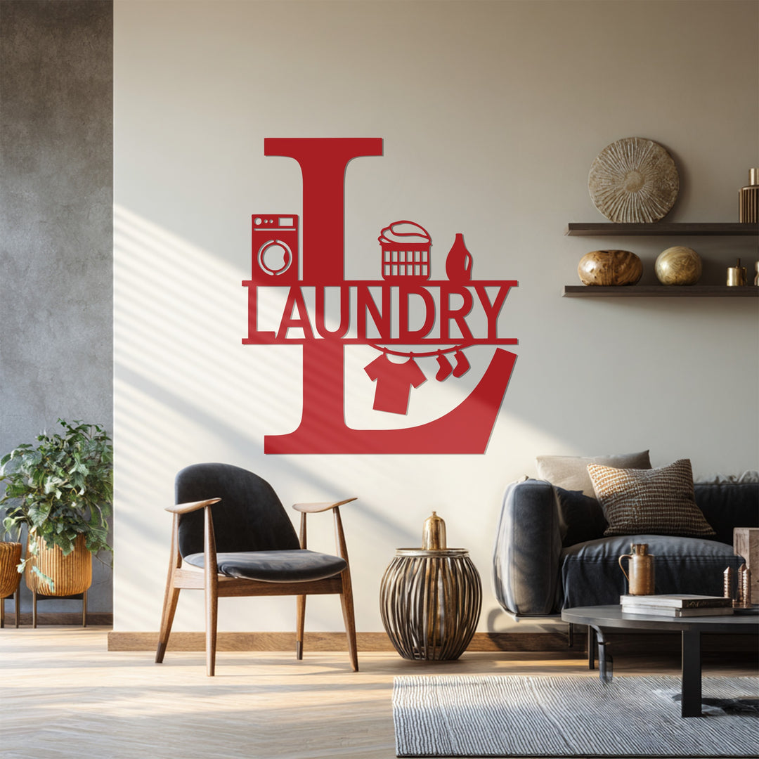 Laundry Room Metal Wall Art – Modern Black Home Decor