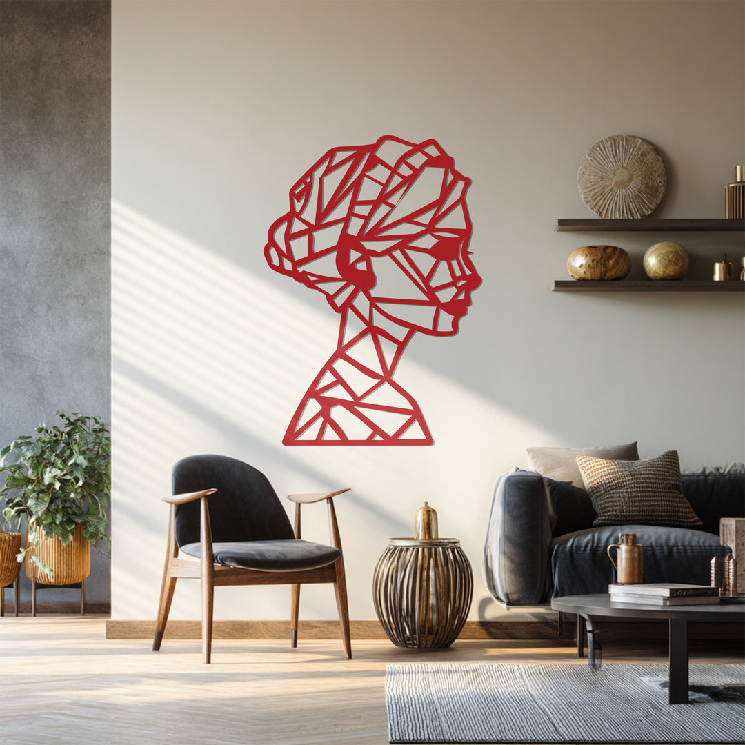 Geometric Lady Silhouette – Modern Abstract Metal Wall Art