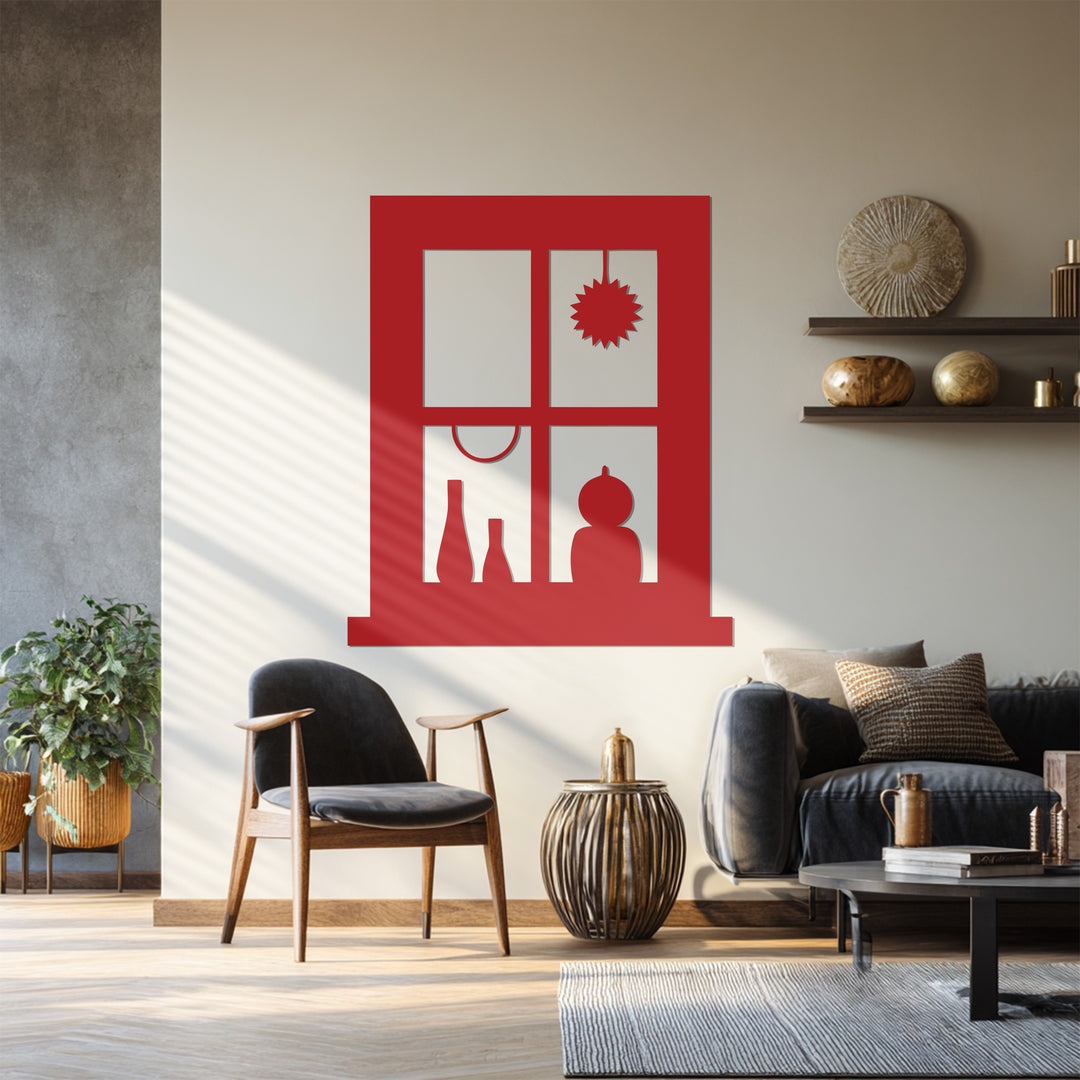 Square Window Metal Wall Art – Modern Silhouette Home Decor